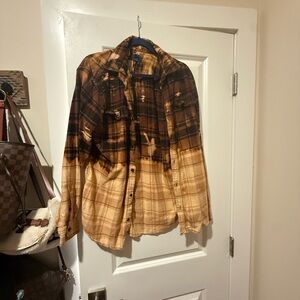 George Men's Brown and Tan Plaid Button-Down Shirt